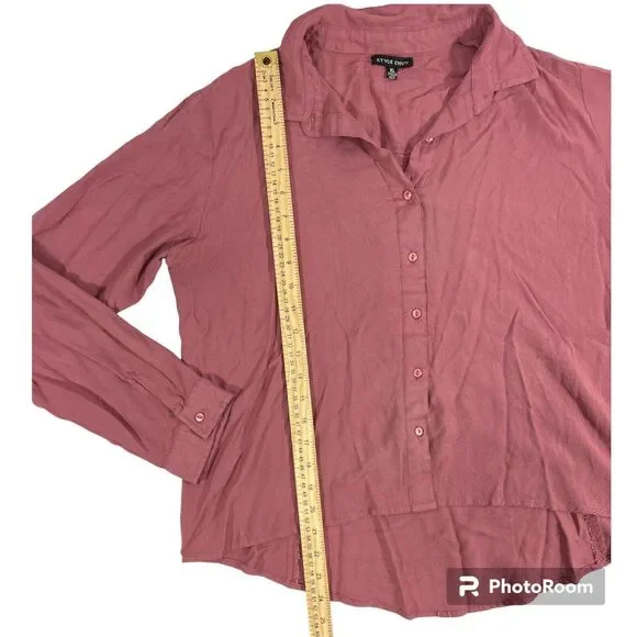 Style Envy Button Front Collared Shirt Mauve Pink Long Sleeve Womens XL Blouse - Picture 5 of 7